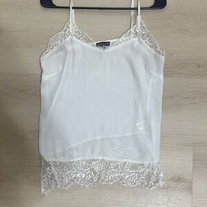 Elegant White Lace Trim Cami Top